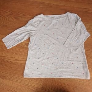 Talbots Boat Neck Acorn Shirt Large Petite